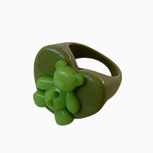 Anillo Corazón Botón Oso