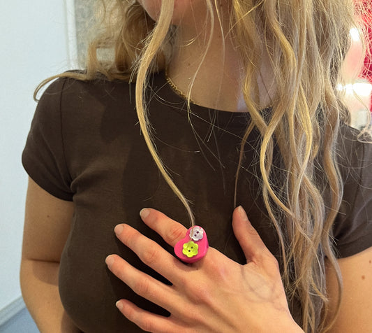 Anillo Botón Doble Flor