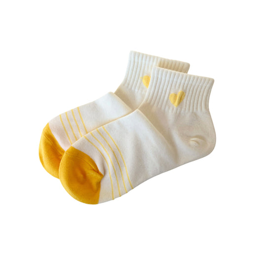 Calcetín corazon amarillo