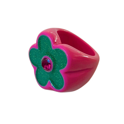 Anillo Flor Glitter