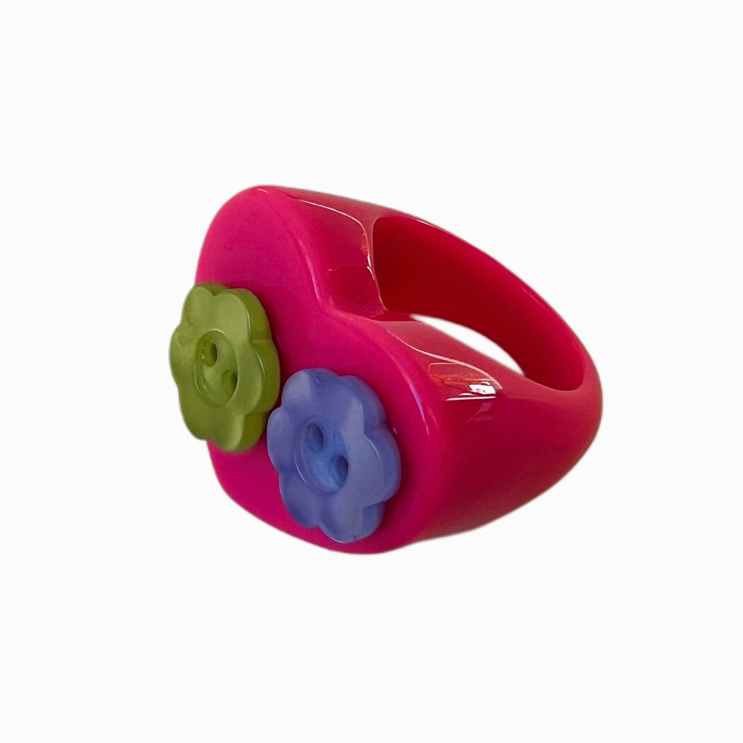 Anillo Botón Doble Flor