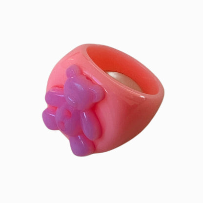 Anillo Redondo Botón Oso